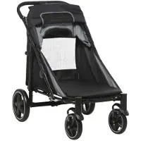 BellaFurn Poussette pliable pour chien | Couleur : Gris et noir | Dimensions : 65 x 112 x 100 cm