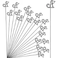 Typecat Lot de 20 piques à fleurs dorées, 30 cm, en fil métallique, motif chat noir