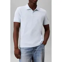 Calvin Klein Polo homme , col court, motif monogramme, tissu piqué en coton, couleur bleu (collection hiver)
