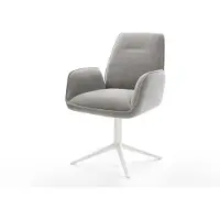 DELIFE Chaise-pivotante Zoa-Flex tissu structuré doux gris pied de chaise 4 branches blanc pivotement sur 360° fonction bascule resorts ensachés