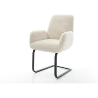 DELIFE Cantilever Zoa-Flex peluche crème-blanc pied cantilever plat noir resorts ensachés