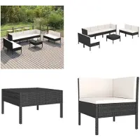 vidaXL 9 pcs. Garten Lounge Set mit Auflagen Poly Rattan Schwarz - Garniture de canapé de jardin - Garniture de canapé de jardin - Garniture de canapé de jardin