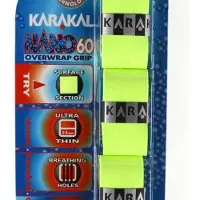 Karakal SURGRIPS NANO 60 : Paquet de 3 overgrips, couleur jaune néon