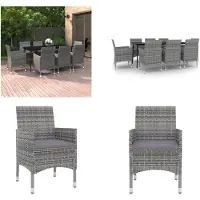 vidaXL 9 pcs. table de jardin avec coussins poly rotin et verre - Garden dining group - Outdoor dining group - Garden table and chair