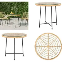 vidaXL Table de salle à manger Ø80 cm verre dur et acier - Table de salle à manger - Table - Table de jardin