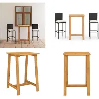 vidaXL Ensemble de bar de jardin 3 pièces avec coussins, noir - Ensemble de bar de jardin - Ensembles de bar de jardin - Tables et chaises de jardin - Tables et chaises de jardin