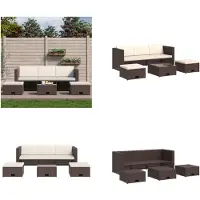 vidaXL 4 pcs. Garden Lounge Set with Auflagen Poly Rattan Braun - Ensemble de meubles de jardin - Garniture de jardin - Garniture de jardin