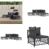 vidaXL 5 pcs. Garden Lounge Set with Coussins Anthracite Steel - Garden Lounge Set - Garden Lounge Sets - Lounge Set - Garden Furniture Set