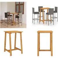 vidaXL 5 pcs. set de bar de jardin avec coussins Gris - Set de bar de jardin - Set de bar de jardin - Table Et Chaise De Jardin - Tables Et Chaises De Jardin