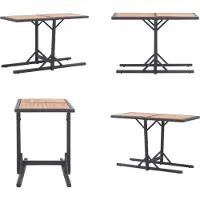 vidaXL Table de jardin noire, en acacia massif et en résine tressée - Table de jardin - Tables de jardin - Table d'extérieur - Tables d'extérieur