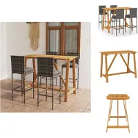 vidaXL Ensemble bar de jardin 5 pièces avec coussins Gris - Ensembles de meubles de jardin