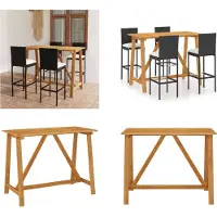 vidaXL Ensemble de bar de jardin 5 pièces avec coussins, noir - Ensemble de bar de jardin - Ensembles de bar de jardin - Tables et chaises de jardin - Tables et chaises de jardin