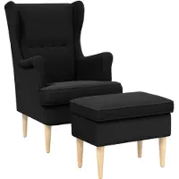 vidaXL : 2 fauteuils avec repose-pieds, couleur noire, revêtement bouclé