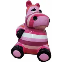 Casa Padrino Sculpture Hippopotame assis rose / multicolore H. 48 cm - Figurine décorative résistante aux intempéries - Décoration de salon - Décoration de jardin - Décoration de terrasse