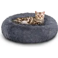 Jiubiaz Lit pour chien Lits pour chien ANIMALS Lit souple pour chat Couchage pour chien Coussin en peluche gris foncé 100cm