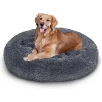 Yakimz Lit pour chien Couchage chat Coussin pour chien en peluche Lit douillet gris foncé 100cm