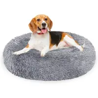 TolleTour Lit pour chien Lit pour chat Coussin pour chien en peluche Lit douillet gris clair 100cm