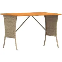 vidaXL Table de jardin avec plateau en acacia Beige 105x75x72cm Poly Rattan