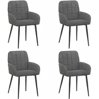 vidaXL - 4 chaises de salle à manger, tissu velours, gris foncé, 57 x 50 x 85 cm