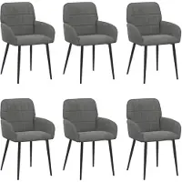 vidaXL - 6 chaises de salle à manger, tissu velours, gris foncé, 57 x 50 x 85 cm