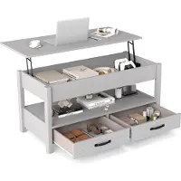 Northix Table basse réglable avec plateau relevable et 2 tiroirs