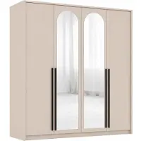 3Xeliving Armoire avec miroir, couleur sable, dimensions : 205 x 65 x 217 cm