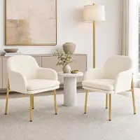 Flieks , ensemble de 2 chaises de salle à manger avec accoudoirs, réglables en hauteur, fauteuils rembourrés pour salle à manger, cuisine, dimensions 61x59x78,5 cm, couleur blanche