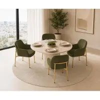 Flieks Ensemble de 4 chaises de salle à manger , avec accoudoirs, réglables en hauteur, fauteuils rembourrés pour salle à manger, cuisine, dimensions 61x59x78,5 cm, couleur verte