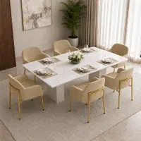 Flieks Ensemble de 6 chaises de salle à manger , avec accoudoirs, réglables en hauteur, fauteuils rembourrés pour salle à manger, cuisine, dimensions 61x59x78,5 cm, couleur marron