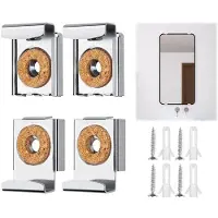 OEM Support mural pour miroir - Lot de 4 pièces - Livré avec vis et plaques - Adapté aux portes de salle de bain et aux toilettes - Dimensions : 31 x 24 x 15 mm
