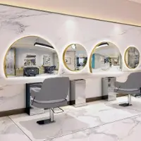 Calissimo Console de Coiffage et Barbier, Miroir avec cadre en aluminium doré, 120x80, LED PRO
