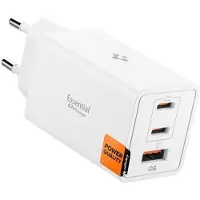 Spigen Essential 67W Wall Charger EE673EU - White (67 W, 3 ports), Chargeur USB, Blanc