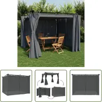 The Living Store Pavillon "" avec rideaux, couleur anthracite, dimensions 3x3 mètres, structure en acier