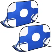 BellaFurn But de football pliable 2 en 1 | Couleur : Bleu | Dimensions : 48,42 x 31,49 x 31,49 cm