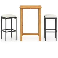 vidaXL Ensemble bar de jardin 3 pièces avec coussins Noir