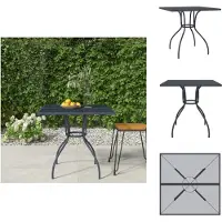vidaXL Table de jardin anthracite 80x80x72,5 cm acier tressé - Tables de jardin