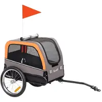 BellaFurn Remorque pour vélo pour chiens, adaptée aux chiens jusqu'à 20 kg | Couleur : orange | Dimensions : 57,5 x 127,5 x 75,5 cm