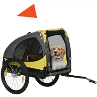 BellaFurn Remorque pour vélo conçue pour les chiens de taille moyenne | Couleur : Jaune | Dimensions : 71 x 140 x 83 cm