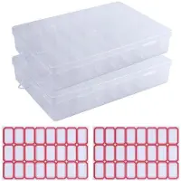 OEM Boîte de rangement - 2 pièces - 24 compartiments - Transparente - Recyclable - Livrée avec des marqueurs pour étiquettes - Fabriquée en PP durable - Boîte de rangement