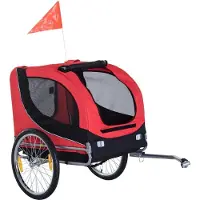 BellaFurn Remorque pour vélo pour chiens | Couleur : Rouge, Noir | Dimensions : 28,74 x 51,18 x 35,43 cm