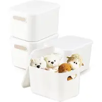 OEM Coffret de boîtes en plastique avec couvercle - Lot de 4 - Poignée intégrée - Protège de la poussière - Dimensions : 26 x 18 x 16 cm - Facile à nettoyer - Boîtes de rangement