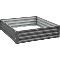 BellaFurn Bordure de jardin en acier – Plate-bande surélevée | Couleur : Gris | Dimensions : 120 x 120 x 30 cm
