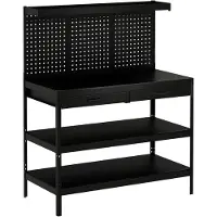 BellaFurn Table de travail avec étagères réglables et panneau d'outils | Couleur : Noir | Dimensions : 122 x 61 x 156 cm
