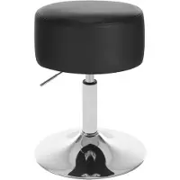 BellaFurn Tabouret de maquillage rond et tabouret de bar en similicuir | Noir | 35,5 x 35,5 x 44-56 cm