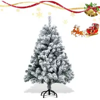 HENGDA Arbre de Noël artificiel 120cm (Ø env. 80 cm) avec 340 pointes et système de pliage à montage rapide, difficilement inflammable, avec neige