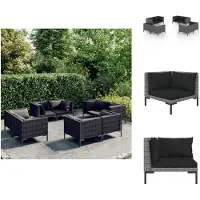 vidaXL Ensemble de salon de jardin 8 pièces avec coussins, en résine tressée, gris foncé - Ensembles de mobilier de jardin