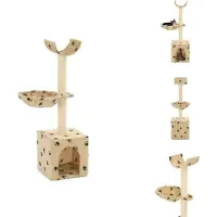 vidaXL Arbre à chat avec colonnes en sisal 105 cm Beige Impression pattes - Arbres à chats