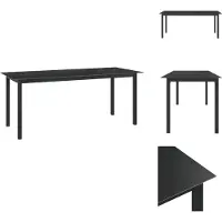 vidaXL Table de jardin noire 190x90x74 cm Aluminium et verre - Tables de jardin