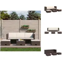 vidaXL Ensemble de salon de jardin 4 pièces avec coussins Poly rotin brun - Ensemble de meubles de jardin
