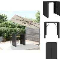 vidaXL Table bar avec plateau en verre, noire, 105x80x110 cm, en polyrotin - Tables de jardin